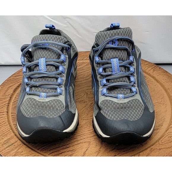 Merrell 'Monument' Women’s Grey Hiking Shoes Size 6.5 Vibram Sole & Blue Accents - Picture 8 of 14